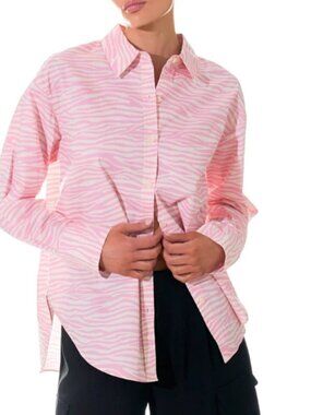 Grey Lab Pink Zebra Print Shirt Medium